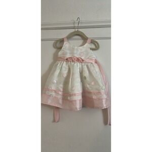 Jenny & Me Infant‎ Girls White Pink Polka Dot Rosette Party Dress Size 24M